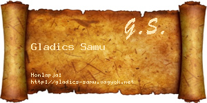 Gladics Samu névjegykártya